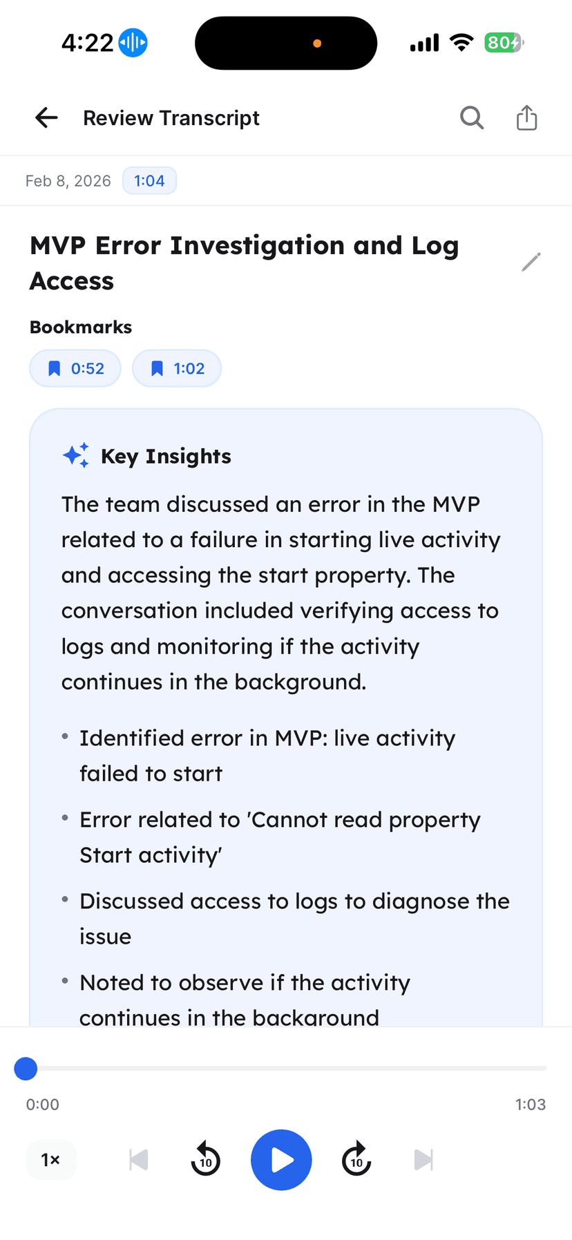 AI-generated meeting insights and key decisions