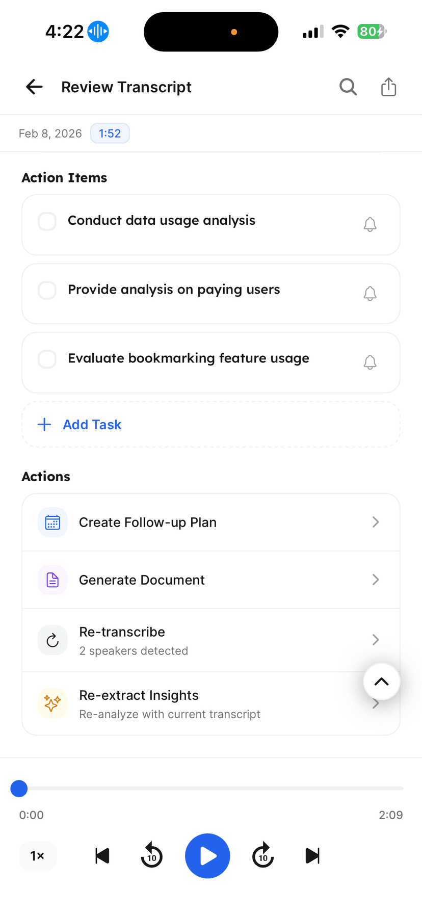 Extracted action items with deadlines